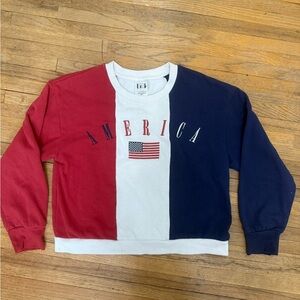Patriotic Crewneck Sweater - Red, White, and Blue